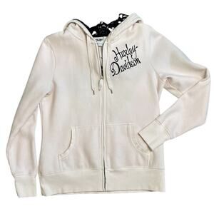 🖤 Harley-Davidson Lace Back Zip Hoodie Pink Moto Sweatshirt Women’s M Approx